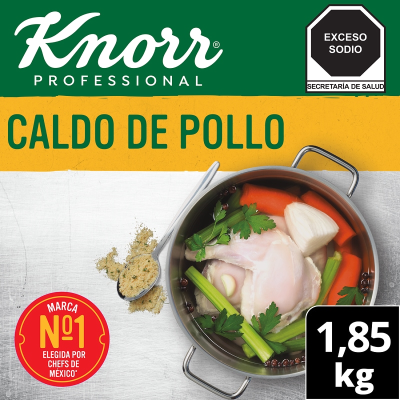 Knorr® Professional Caldo de Pollo 1,85 Kg - Knorr® Professional Caldo de Pollo 1.85 kg, receta con hierbas y especias seleccionadas e inigualable sabor a pollo.